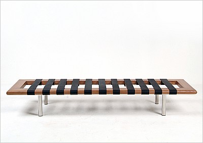 Exhibition 3-Seat Bench - Standard Black Leather