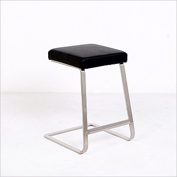 Exhibition Counter Height Bar Stool - Standard Black Leather