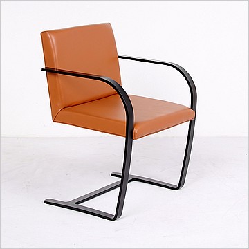 Mies van der Rohe Style: Flat Arm Side Chair with Armpads