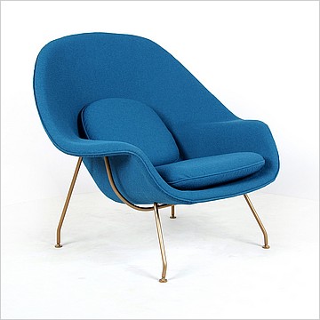 Saarinen Womb Chair - Aegean Blue with Antique Brass Frame