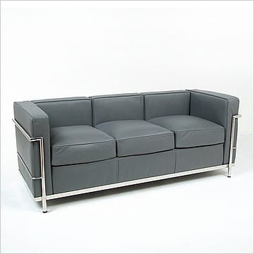 Le Corbusier Style LC2 sofa - Charcoal Gray - View 1