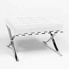 Mies van der Rohe: Exhibition Ottoman -Polar White Leather