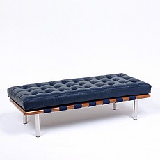 Exhibition 2-Seat Bench - Navy Blue Leather