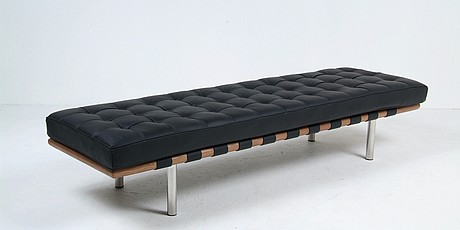 Show product details for Bauhuas Exhibition Bench: Barcelona 3-seater Bench Reproduction