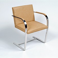 Mies van der Rohe: Executive Guest Chair - BRNO Chair Reproduction - Neutral Tan Leather- No Armpads