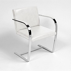 Mies van der Rohe: Executive Guest Chair - BRNO Chair Reproduction - Snow White Leather - Matching Leather Armpads