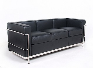 Show product details for Petite Sofa - Standard Black Leather