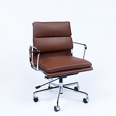 Eames: ePad Soft Pad Office Chair - Mid Back- Cocoa Brown Leather
