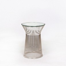 Show product details for Platner Wire Frame Round Side Table - Glass Top
