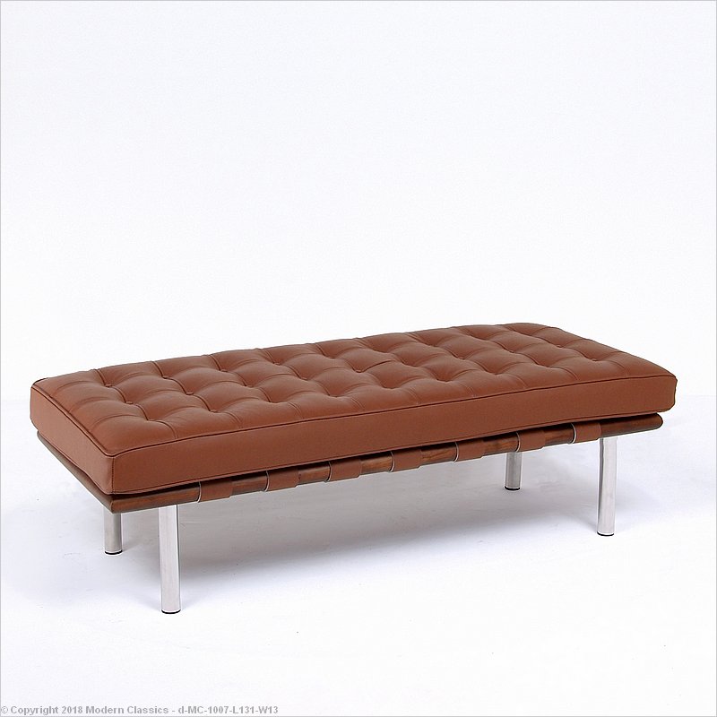 Barcelona Bench 2-Seat Saddle Brown | Mies van der Rohe | Knoll Copy by