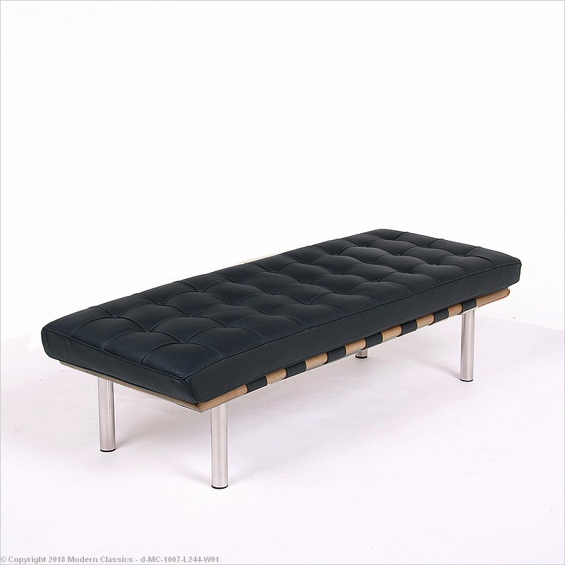 Barcelona Bench 2-Seat Premium Black der Knoll by van Rohe Mies Likeness | 
