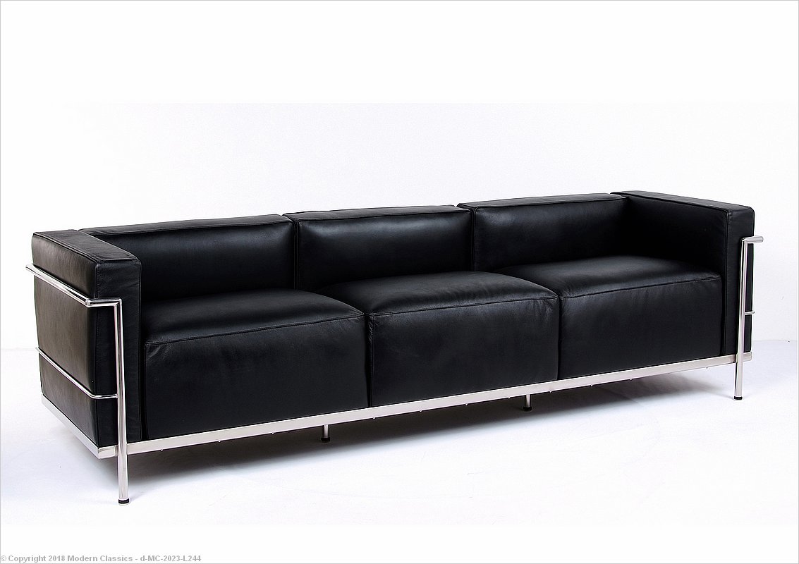 Sofá grande de 2 plazas estilo LC3 Black