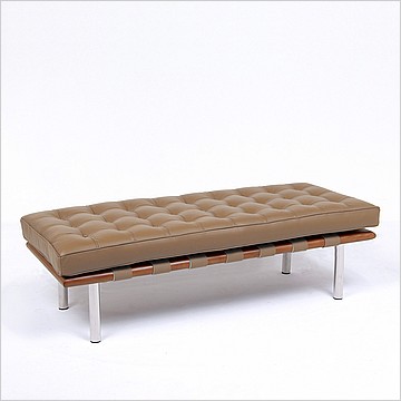 Exhibition 2-Seat Bench - Taupe Leather