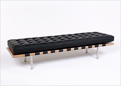 Exhibition 3-Seat Bench - Premium Black Leather