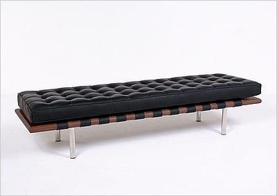 Mies Barcelona Bench in Dark Walnut Frame