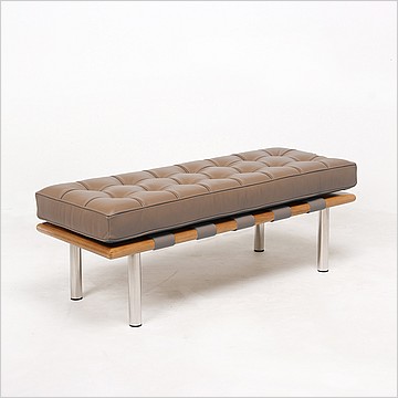 Exhibition Narrow Bench - Taupe Leather Leather