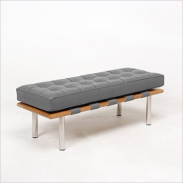 Exhibition Narrow Bench - Cloud Gray Leather