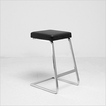 Exhibition Counter Height Bar Stool - Standard Black Leather