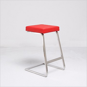 Exhibition Counter Height Bar Stool - Standard Red Leather