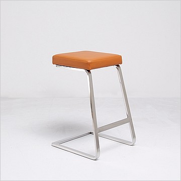 Exhibition Counter Height Bar Stool - Golden Tan Leather