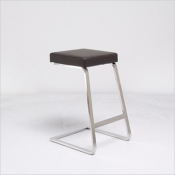 Exhibition Counter Height Bar Stool - Espresso Brown Leather