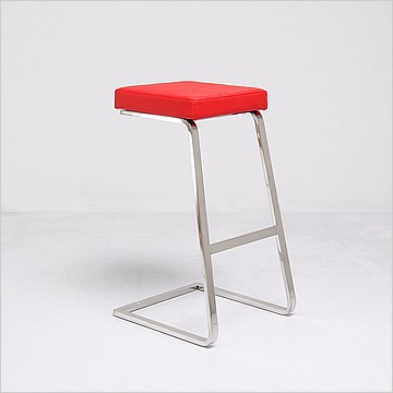 Exhibition Bar Stool - Standard Red Leather