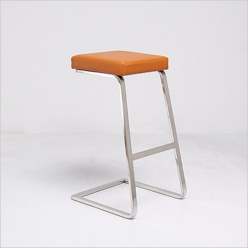 Exhibition Bar Stool - Golden Tan Leather