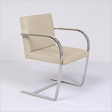 Executive Flat Arm Side Chair - Parchment Leather - With Armpads