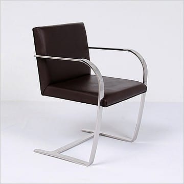 Executive Flat Arm Side Chair - Java Brown Leather - No Armpads