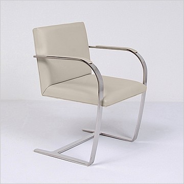 Executive Flat Arm Side Chair - Buff Tan Leather - With Armpads