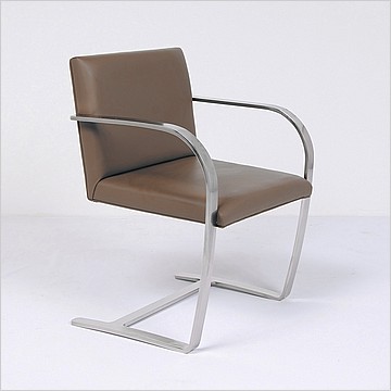 Executive Flat Arm Side Chair - Taupe Leather - No Armpads