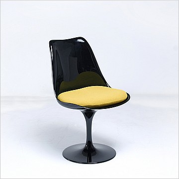 Tulip Side Chair - Black Shell - Citrus Yellow Fabric