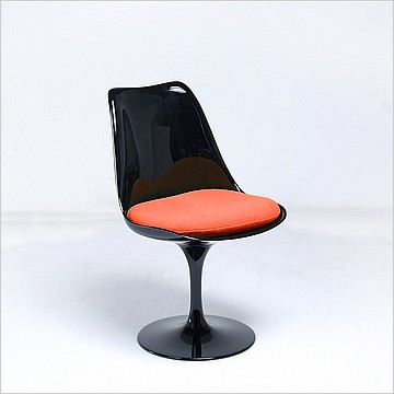 Tulip Side Chair - Black Shell - Tangerine Orange Fabric