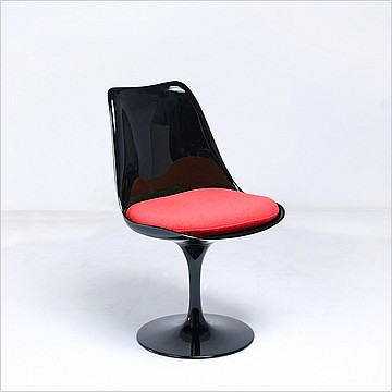 Tulip Side Chair - Black Shell - Poppy Orange Fabric