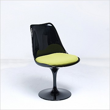 Tulip Side Chair - Black Shell - Lime Green Fabric