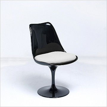 Tulip Side Chair - Black Shell - Silver Gray Fabric