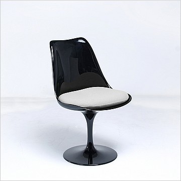 Tulip Side Chair - Black Shell - Smoke Gray Fabric