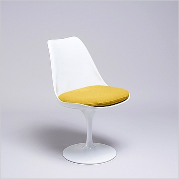 Tulip Side Chair - White Shell - Citrus Yellow Fabric