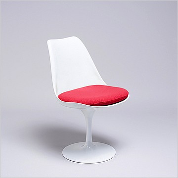 Tulip Side Chair - White Shell - Cayenne Red Fabric