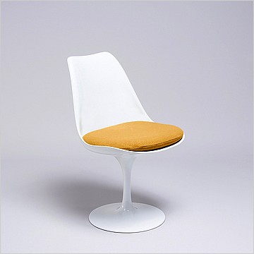 Tulip Side Chair - White Shell - Melon Orange Fabric