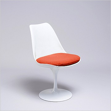 Tulip Side Chair - White Shell - Tangerine Orange Fabric