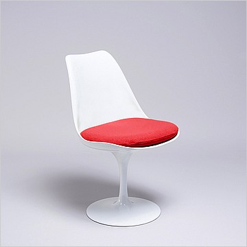 Tulip Side Chair - White Shell - Poppy Orange Fabric