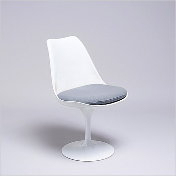 Tulip Side Chair - White Shell - Powder Blue Fabric