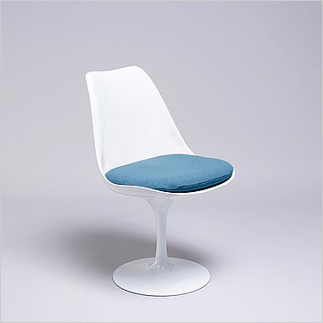 Tulip Side Chair - White Shell - Indigo Blue Fabric