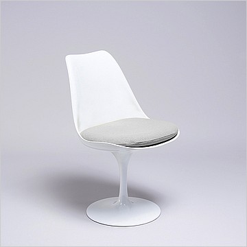 Tulip Side Chair - White Shell - Silver Gray Fabric