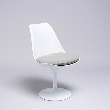 Tulip Side Chair - White Shell - Smoke Gray Fabric