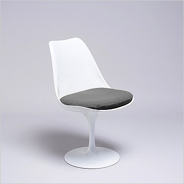 Tulip Side Chair - White Shell - Mica Gray Fabric