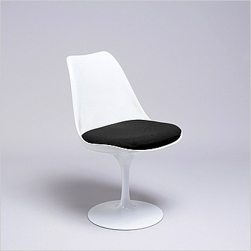 Tulip Side Chair - White Shell - Midnight Black Fabric