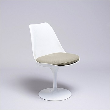 Tulip Side Chair - White Shell - Putty Tan Fabric