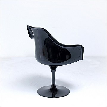 Saarinen Style: Tulip Arm Chair - Black Shell - Upholstered Seat Cushion